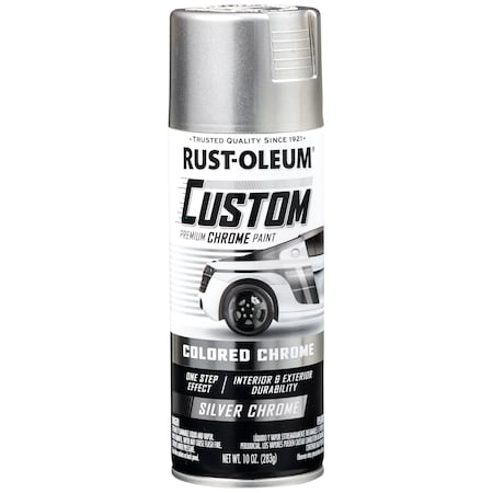 RUST-OLEUM Automotive Premium Custom Chrome Lacquer Spray Paint, Silver, 10 oz. 340558